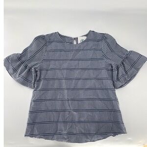 Westmoon (Navy Blue) Bell Sleeve Gingham‎ Top Womens Small